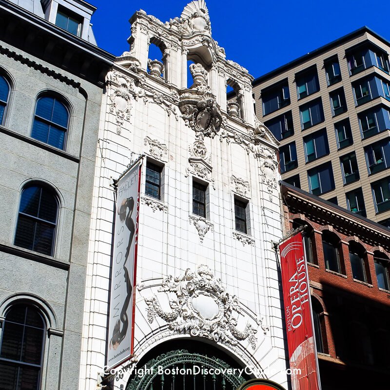 Ornate sculpture at the top of Boston's Opera House