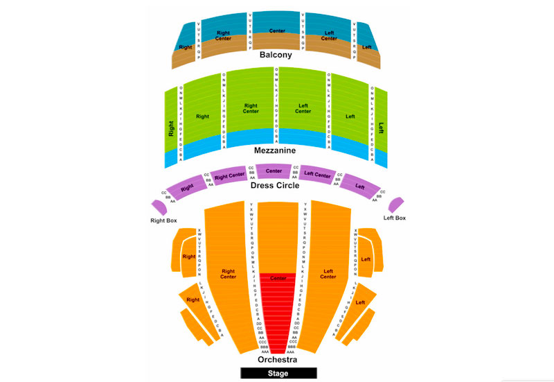 Seating map for Boston Opera House