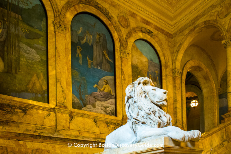 Boston Public Library - statue and paintings Boston Public Library - statue and paintings