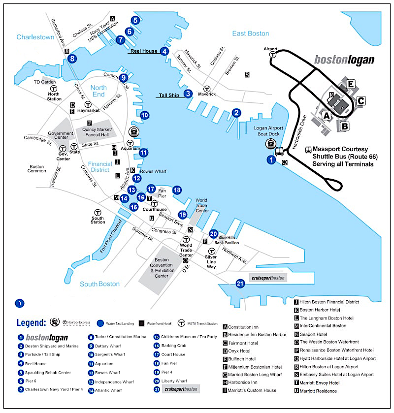 Boston Water Taxi stop location map