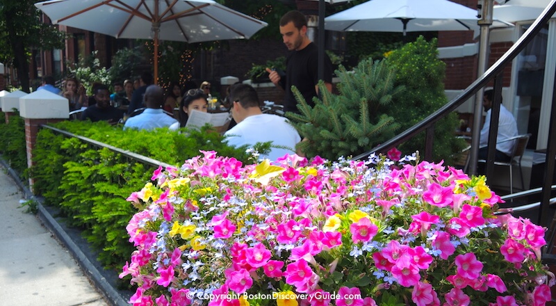 Outdoor dining at Cafeteria in Boston's Back Bay neighborhood Outdoor dining at Cafeteria in Boston's Back Bay neighborhood