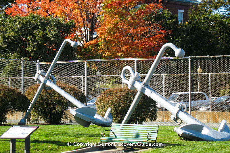 Anchors on display in the Charlestown Navy Yard