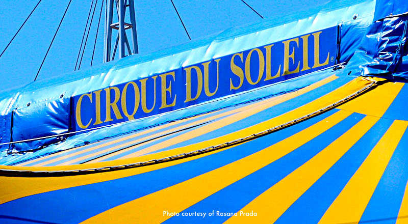 Striped tent of Cirque du Soleil in Boston Striped tent of Cirque du Soleil in Boston
