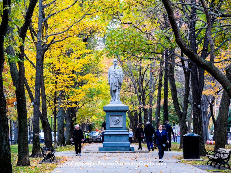 Commonwealth Avenue Mall in Boston's Back Bay neighborhood in November