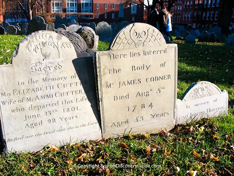 Grave markers at Copps Hill Burial Ground Grave markers at Copps Hill Burial Ground