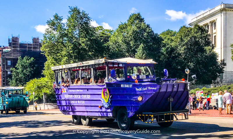 Boston Duck boat on Beacon Street