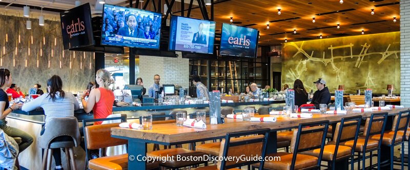 Super Bowl Sunday in Boston - Bar seating at Earl's Kitchen
