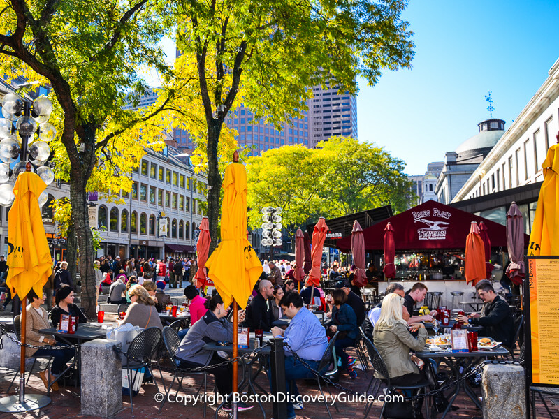 Outdoor dining at Ned Devine's Irish pub in Faneuil Marketplace