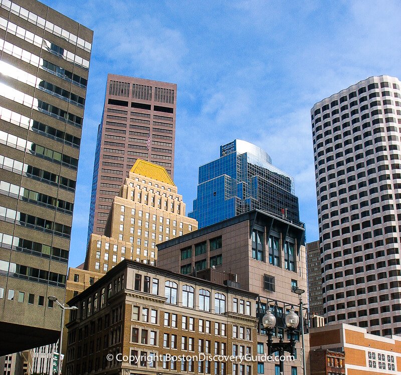 Old and new buildings in Boston's Financial District 