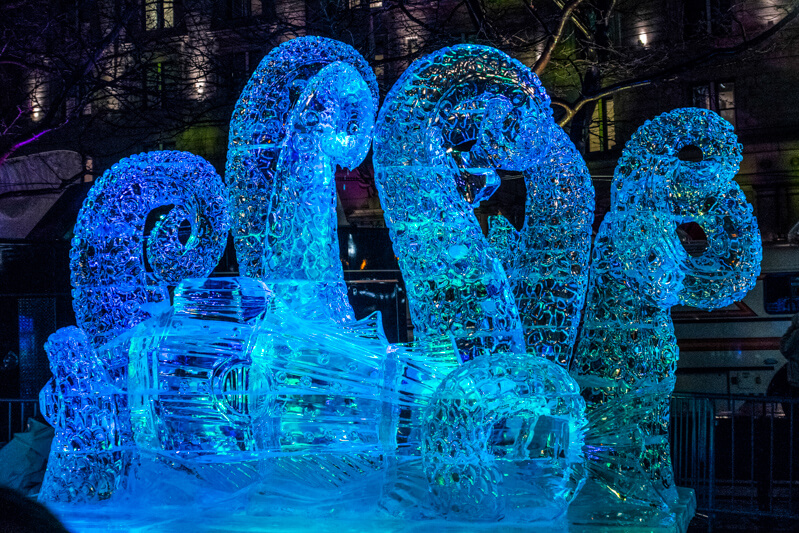 First Night Boston ice sculpture of frogs - photo courtesy of Tim Sackton
