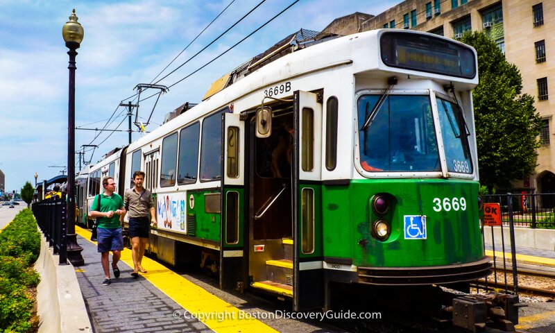 The T's Green Line, across the street from Boston University