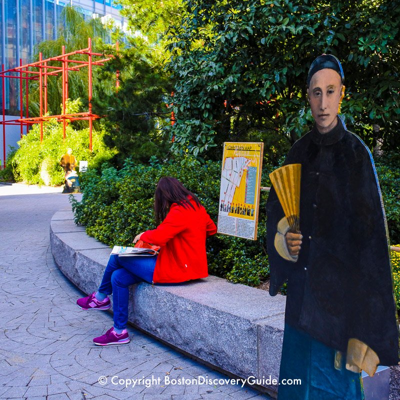 Boston's Greenway attraction:  Art exhibit in the Chinatown Park