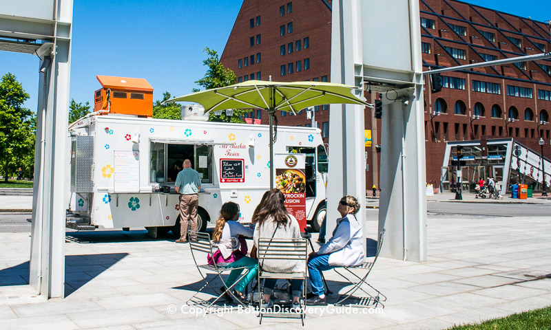 Food truck parked next to the Greenway on State Street