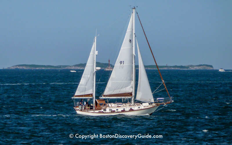 Sailboat and Boston Harbor Islands