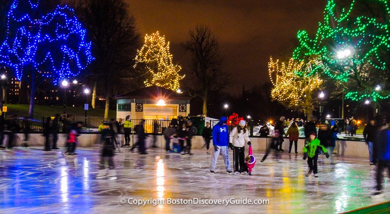 Winter walking tour of Boston: Ice skating at Frog Pond on Boston Common