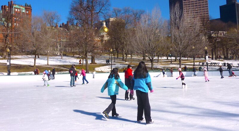 Ice Skating on Boston's Frog Pond in January
