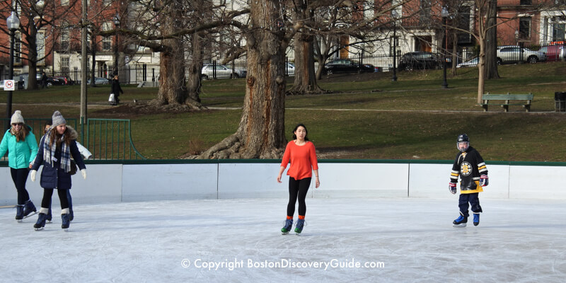 Ice skating on Frog Pond in Boston Common