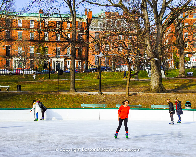 Ice skating on Boston Common - popular winter activity