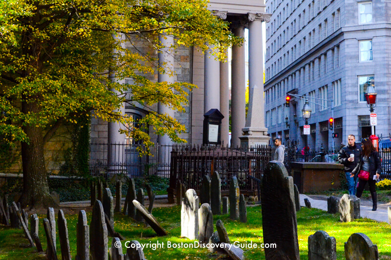 King's Chapel Burying Ground, with King's Chapel in the background