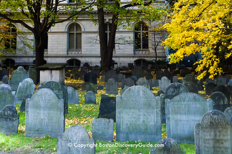 17th century grave markers in King's Chapel Burying Ground