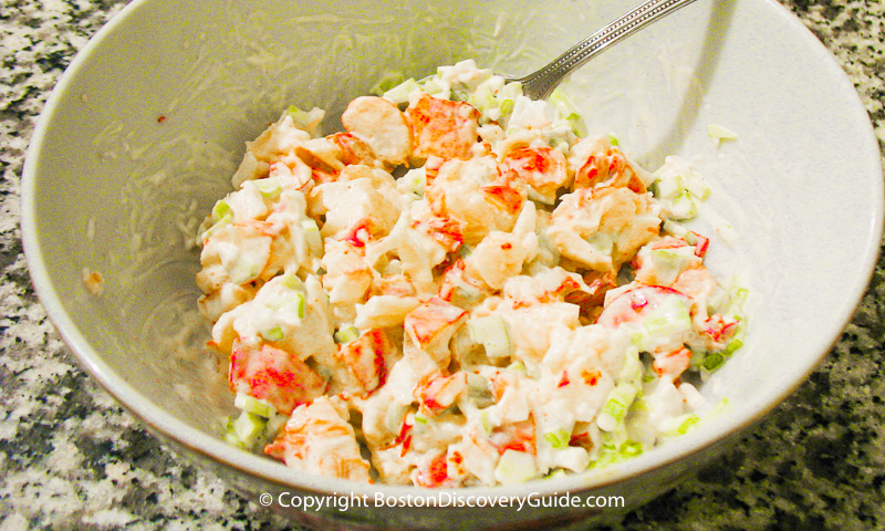 Lobster mixed with celery and mayonnaise Lobster mixed with celery and mayonnaise