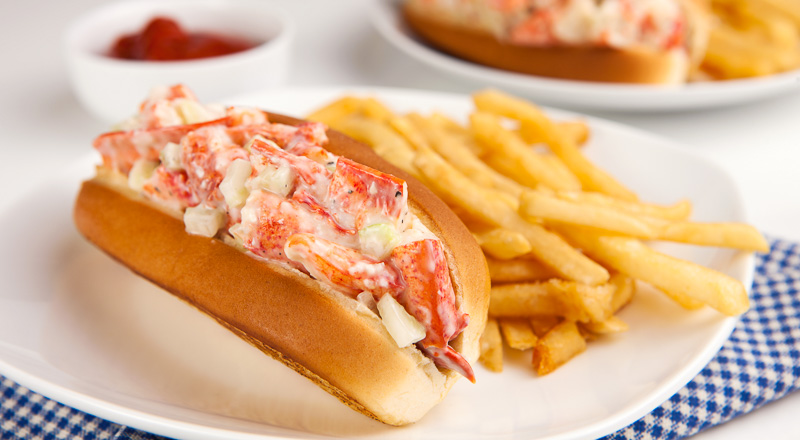 Lobster roll made with traditional New England top-loader roll Lobster roll made with traditional New England top-loader roll