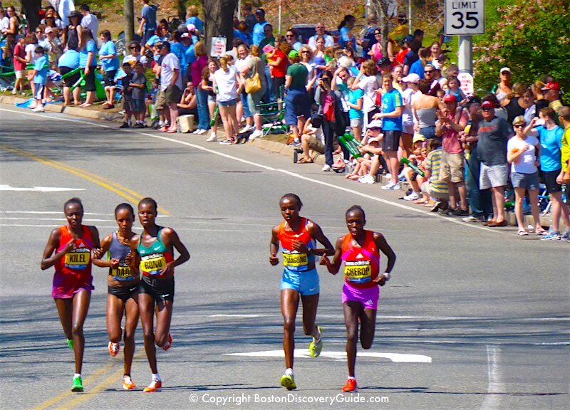 Near the beginning of Heartbreak Hill in Newton