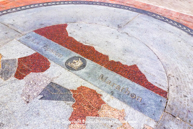 Marathon Marker near the finish line in Copley Square Marathon Marker near the finish line in Copley Square