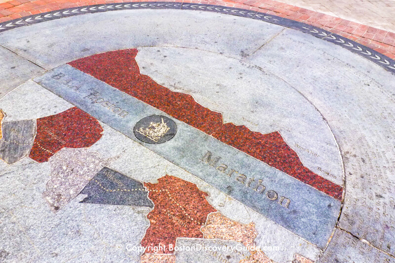 Marathon Marker near the finish line in Copley Square