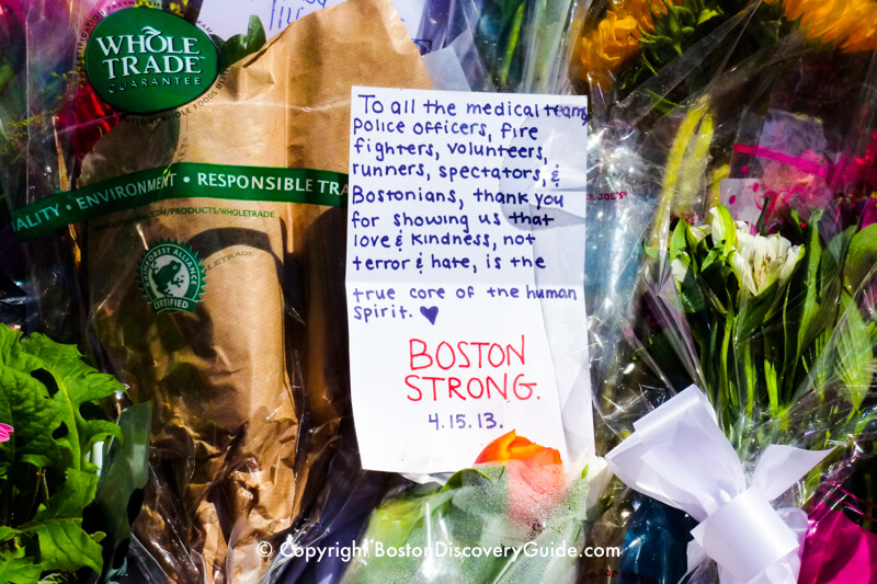 This message, like thousands of others at the memorials, thanks all those who responded and did everything they could to keep the city safe while pursuing the bombers This message, like thousands of others at the memorials, thanks all those who responded and did everything they could to keep the city safe while pursuing the bombers