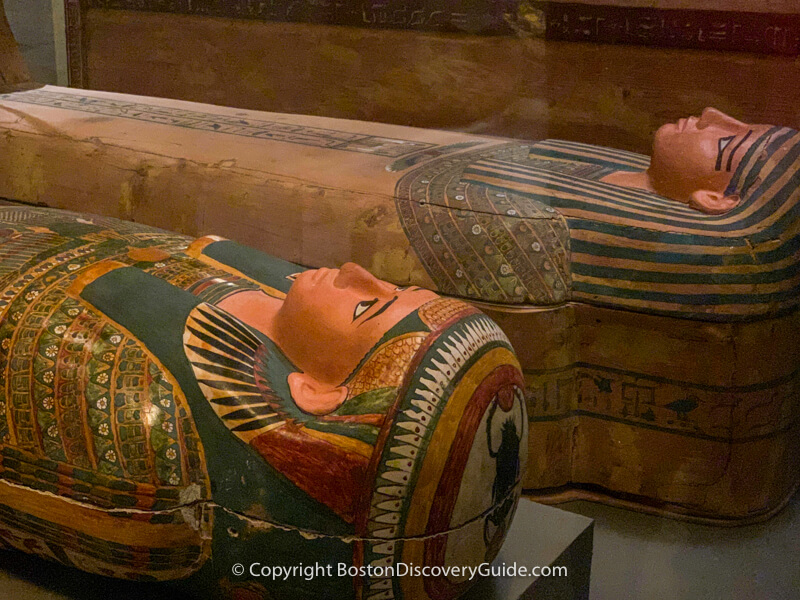 Mummies in the Egyptian collection at the Museum of Fine Arts in Boston