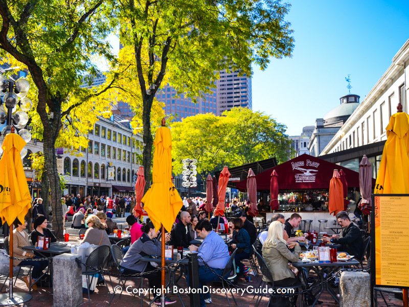 Outdoor seating at Ned Devine's Irish Pub in Faneuil Marketplace