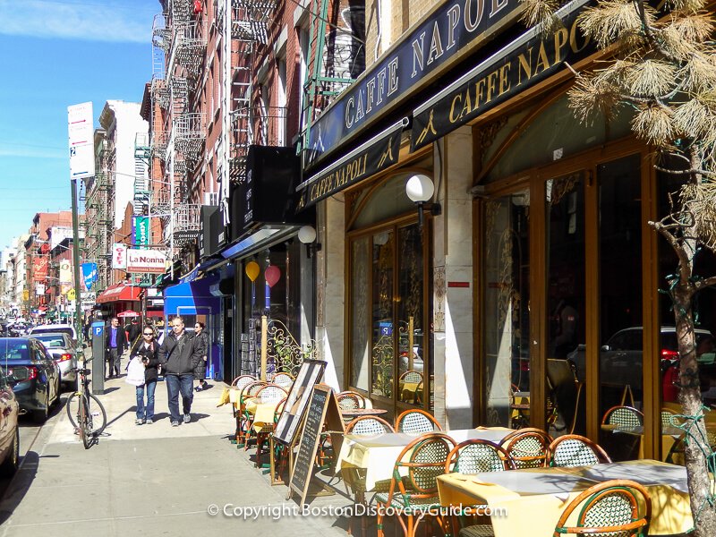 Restaurants on Hester Street in Little Italy in NYC
