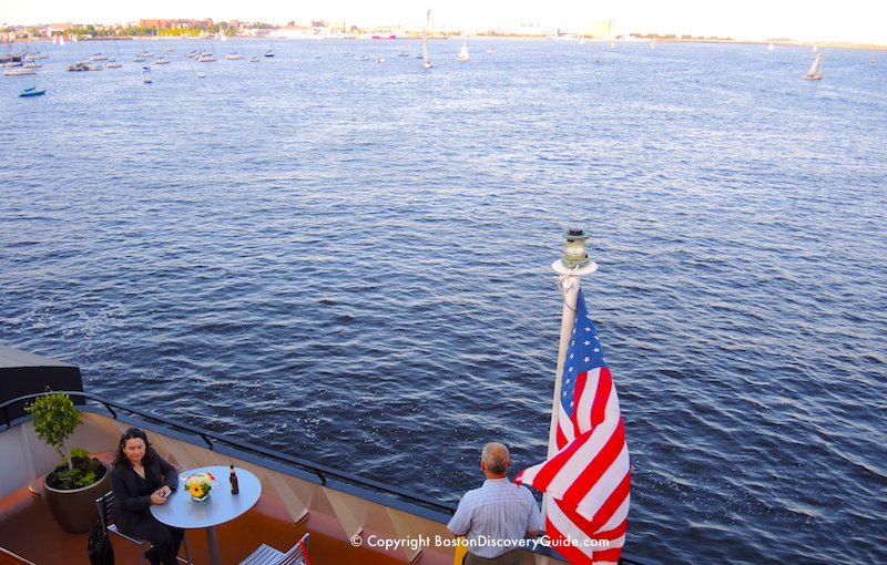 Relaxing over a before-dinner drink on the deck of the Odyssey