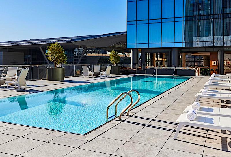 Rooftop swimming pool at the Omni Boston Hotel Seaport