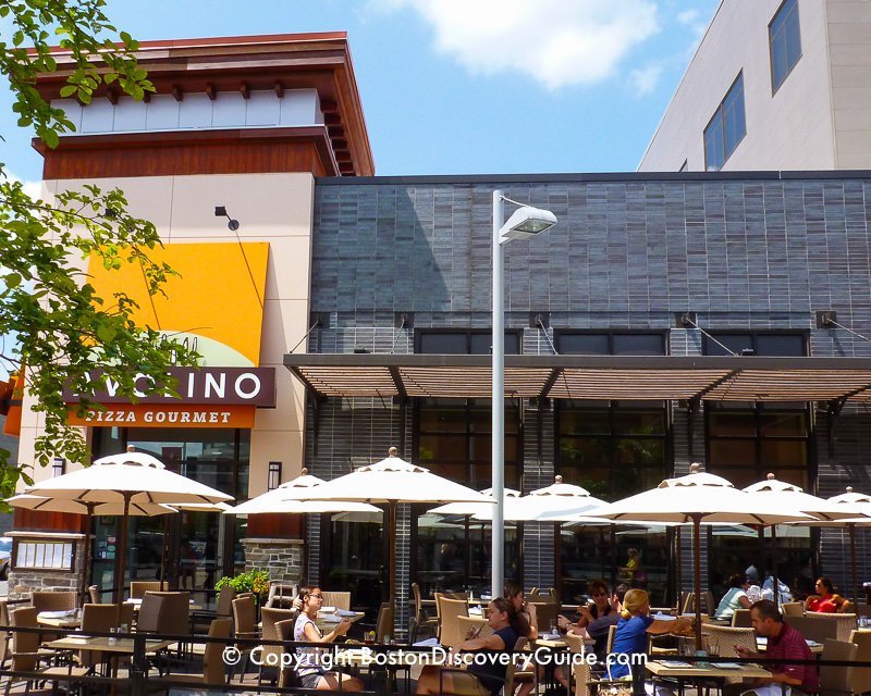 Outdoor dining at Patriot Place, next to Gillette Stadium 