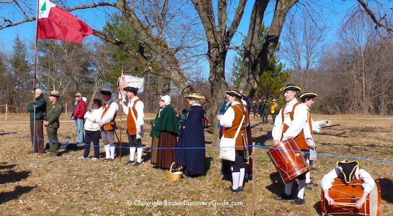 Acton Minutemen in reenactment ceremony near Paul Revere Capture Site