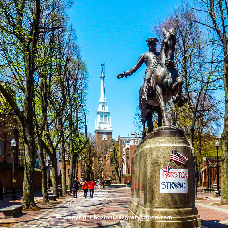 Paul Revere Mall, with Old North Church in the background