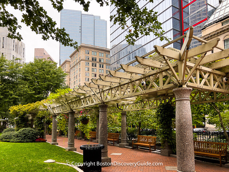 Post Office Square park across from the Langham Boston