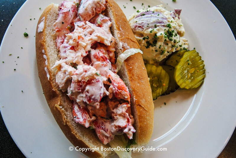 Lobster roll and potato salad at the Lobster Pot in Provincetown  