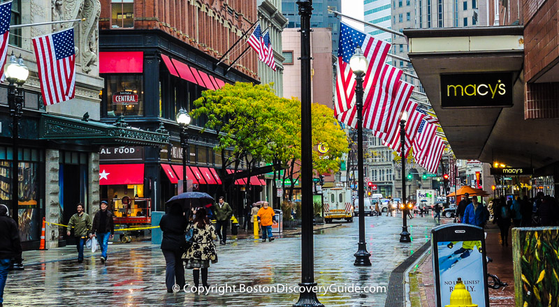 Shopping in Boston's Downtown Crossin in the Rain