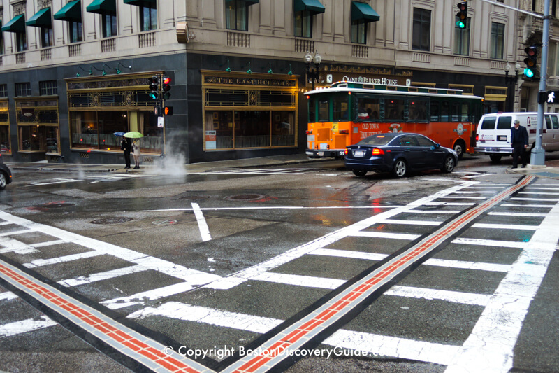 Freedom Trail at the Tremont Street - School Street intersection Freedom Trail at the Tremont Street - School Street intersection
