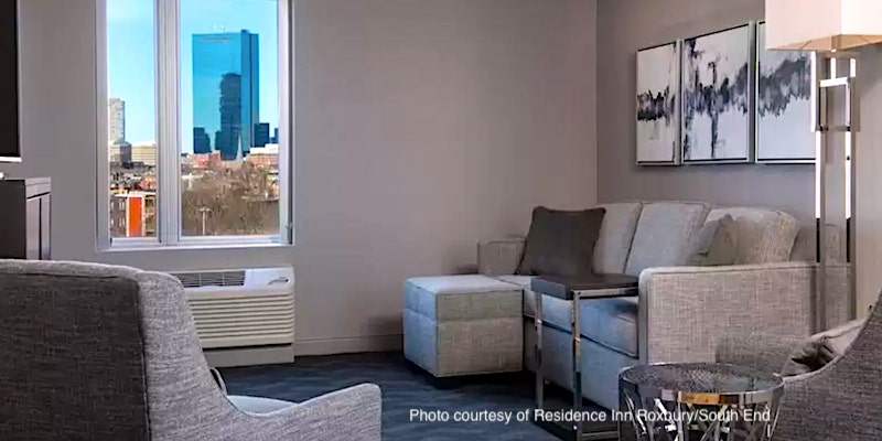 Seating area in a Residence Inn Roxbury/South End suite