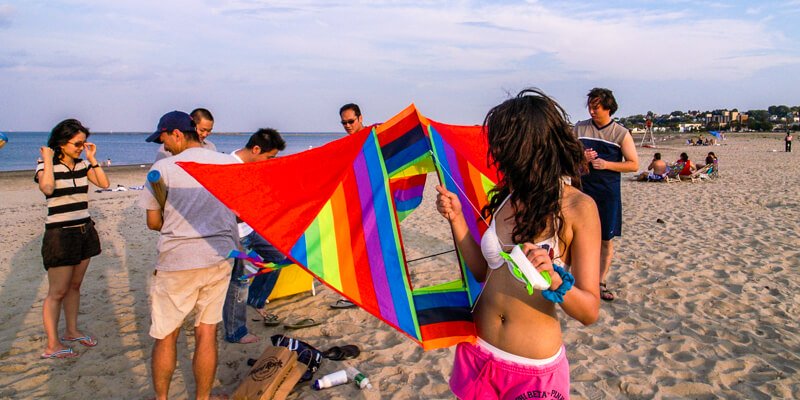 Revere Beach - flying kites