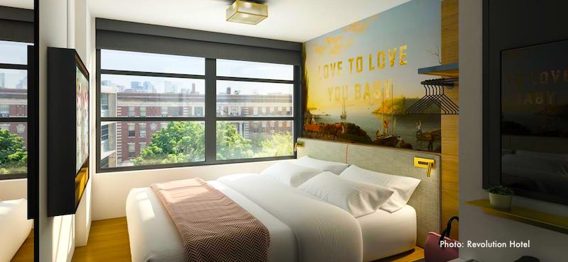 Room with queen bed at Revolution Hotel Room with queen bed at Revolution Hotel