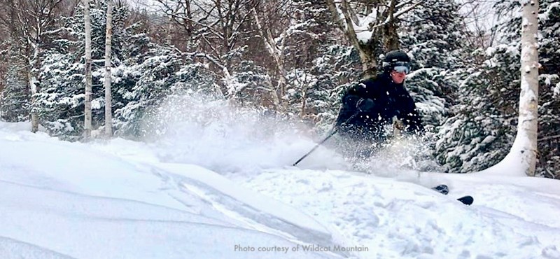 Cannon Mountain Ski Area - New England Ski Area near Boston Photo of skier at Wildcat Mountain, New England ski area in New Hampshire