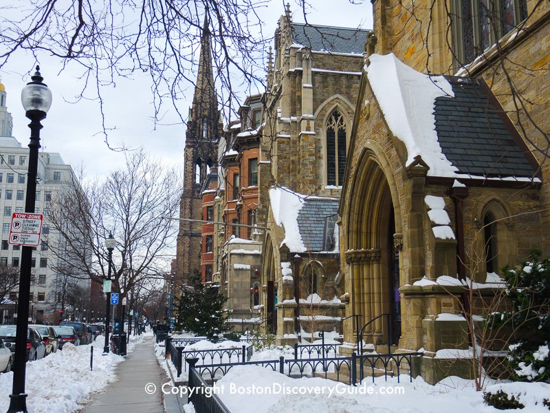 Winter walking tour of Boston: Churches and brownstones along Berkeley Street