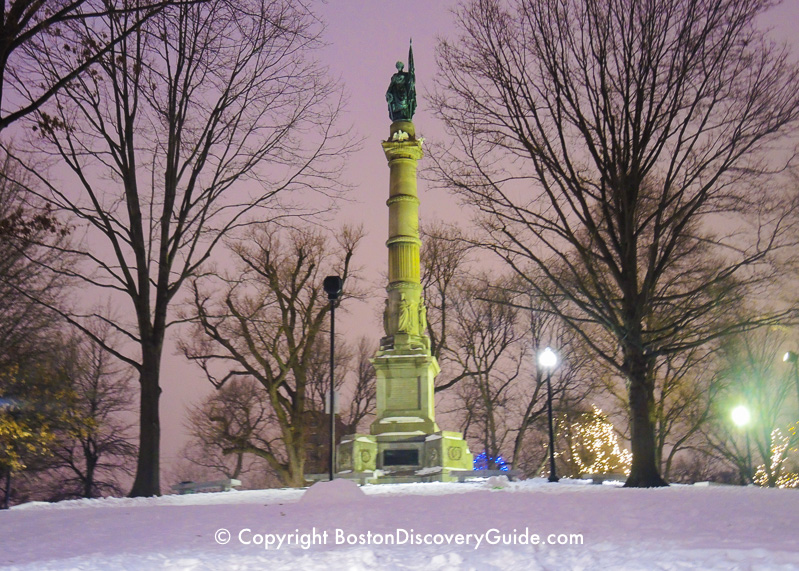 Winter walking tour of Boston: Soldiers and Sailors Monument on Boston Common