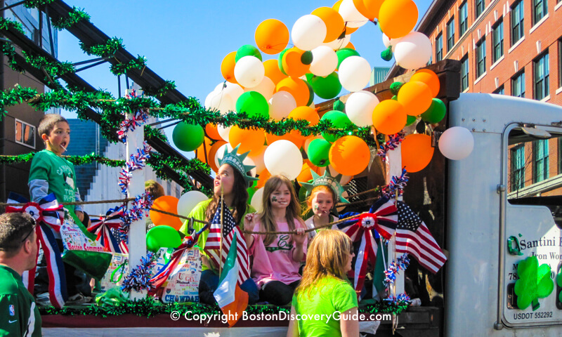 Boston iron workers float in the St Patrick's Day Parade