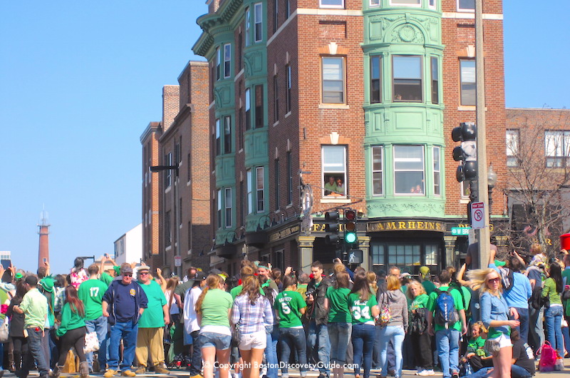 Crowds watching the St Patrick's Day Parade on West Broadway Crowds watching the St Patrick's Day Parade on West Broadway